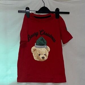 red Beary Christmas teddy bear Seven Souls  tshirt size 6